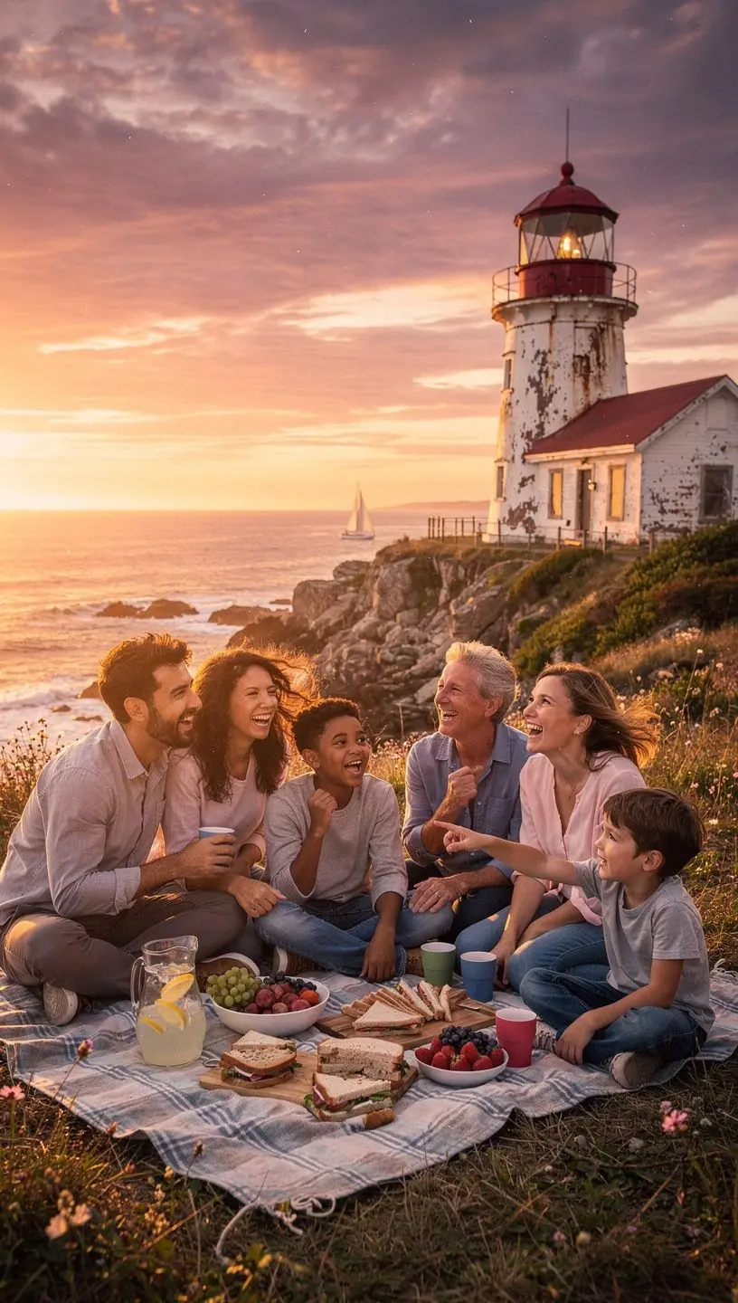 Путеводитель у подножия маяка, рассказывающий о его истории.