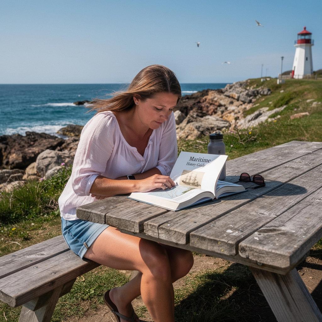 Профессиональный гид рассказывает о истории маяка.